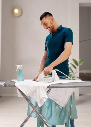 BKTD Ironing Board, Heat Resistant Cover Iron Board with Steam Rest, Non Slip Foldable Ironing Stand. Heavy Sturdy Metal Frame Legs Iron Stand(13 * 34 * 53 Inches) (Silver Gray)