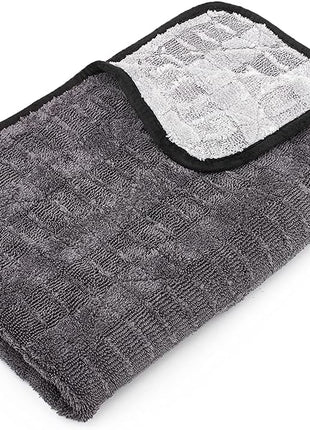 The Rag Company Gauntlet Car Drying Towel - 70/30 Korean Microfiber, Dries Faster Without Scratching, 900gsm, 20x30 inches, Ice Grey/Grey, Pack of 1
