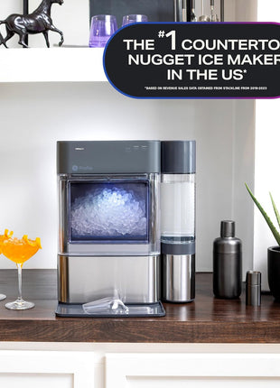 GE Profile Opal 2.0 Countertop Nugget Ice Maker with 0.75 Gallon Tank | Chewable nugget ice, 38 lbs/day, First batch in 10 min, 3 lb bin, Melted ice reused, SmartHQ WiFi & Alexa, Stainless Steel