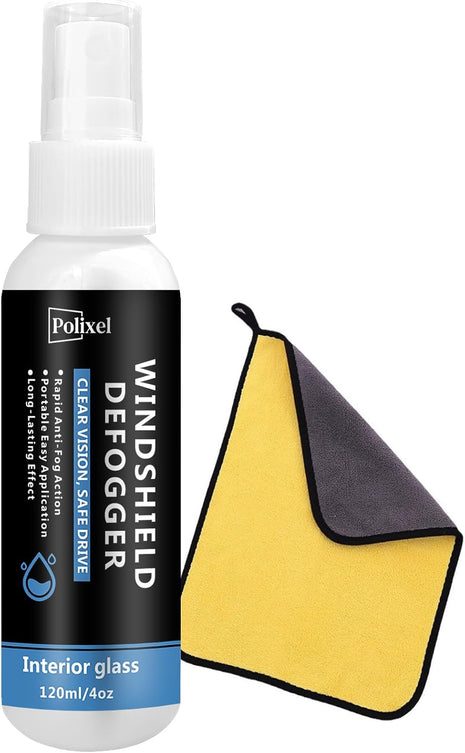 Anti Fog Spray for Car Windshield Inside & Windows - Long Lasting Window Defogger for Mirrors, Glasses, Bathroom Glass & Plexiglass Instant Fog Prevention & Protection - 120ML/4OZ
