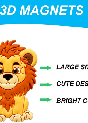 Fridge Magnets for Toddlers Wild Animal - Refrigerator Magnets for Kids - Large Cute Soft Full Back Magnetic Animals for Fridge - Toddler Magnets for Refrigerator - Rubber Big Size Kid Magnet Toys