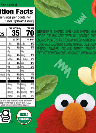 Earth's Best Organic Kids Snacks, Sesame Street Toddler Snacks, Organic Garden Veggie Straws for Toddlers 2 Years and Older, Original, Multipack, .5 oz Bags, 12 Count