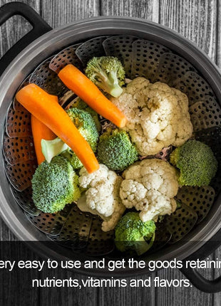 Vegetable Steamer Basket, Premium Stainless Steel Veggie Steamer Basket   Folding Expandable Steamers to Fits Various Size Pot Small by SAYFINE (5.5 inch to 9.2 inch)