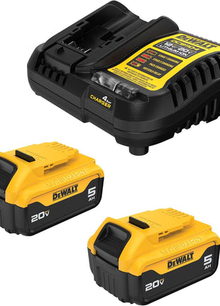DEWALT 20V MAX Lithium-Ion Battery 2-Pack and Charger, 5.0 Ah, Battery Starter Kit (DCB205-2c)