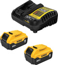 DEWALT 20V MAX Lithium-Ion Battery 2-Pack and Charger, 5.0 Ah, Battery Starter Kit (DCB205-2c)
