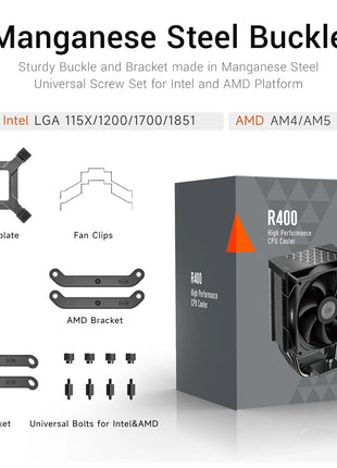 PCCOOLER CPS R400 Air CPU Cooler, Next-Gen 4 Heatpipes Air Cooler, PWM 2200RPM 92mm Fan, 180W TDP CPU Air Cooler,for AMD AM4/AM5/Intel LGA 115X/1200/1700/18XX Black