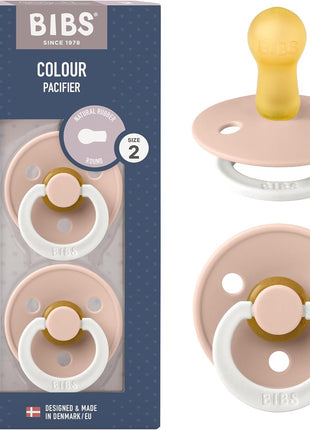 BIBS Pacifiers Colour Collection | Natural Rubber Baby Pacifier | Set of 2 BPA-Free Soothers | Made in Denmark | 0+ Months (Pack of 2) | Dusty Blue/Steel Blue