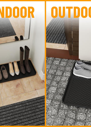 Ottomanson 15 inch x 30 inch Multi-Purpose Boot Tray – Waterproof Shoe & Pet Feeding Spill Tray, Litter Box & Pee Pad Holder, Painting & Planting Mat, 1.2 inch Raised Edge Floor Protection