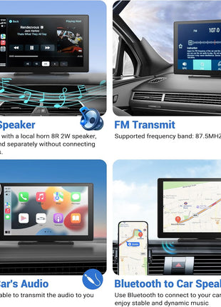9" Wireless Apple Carplay Screen for Car & Android Auto with Backup Camera | Portable Touchscreen with OTA Update, GPS Navigation/Mirror Link/Voice Control/5.0 Bluetooth