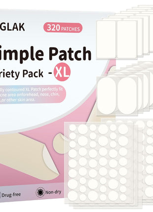 Pimple Patches for Face, 320 Counts 5 Sizes Large Patches, Hydrocolloid Blemishes Patch, Spot Dots Cover for Body, Chin, Cheek Zits & Blemish & Breakouts