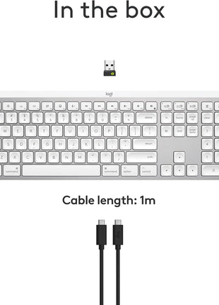 Logitech MX Keys S for Mac, Wireless Keyboard, Fluid, Precise Laptop-Like Typing, Programmable Keys, Backlit, Bluetooth USB C Rechargeable for MacBook Pro, MacBook Air, iMac, iPad - Pale Grey