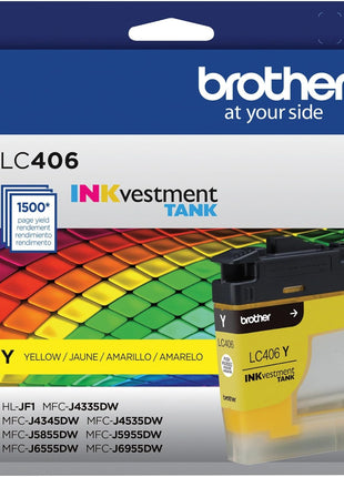 Brother Genuine LC406Y Standard Yield Yellow INKvestment Tank Ink Cartridge