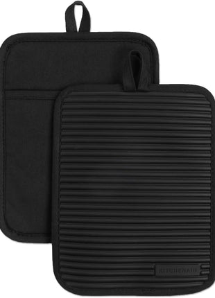 KitchenAid Ribbed Soft Silicone Pot Holder 2 Pack Set, Milkshake Tan, 7 inchx9 inch
