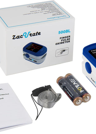 Zacurate 500BL Fingertip Pulse Oximeter Blood Oxygen Saturation Monitor with Batteries Included (Navy Blue)