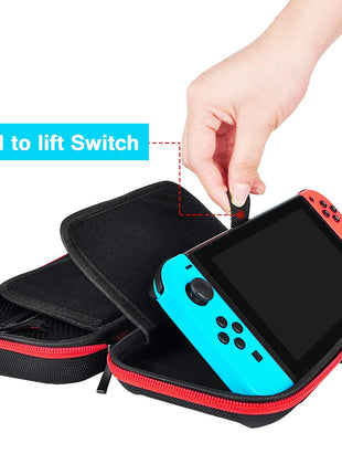 daydayup Switch Case and Tempered Glass Screen Protector Compatible with Nintendo Switch - Deluxe Hard Shell Travel Carrying Case, Pouch for Nintendo Switch Console & Accessories, Streak Red