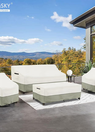 Outdoor Swivel Lounge Chair Cover 2 Pack,100% Waterproof Heavy Duty Outdoor Chair Covers,(33 W x 35 D x 38.5 H inches) Patio Furniture Cover for Swivel Patio Chair,White&Grayish Green
