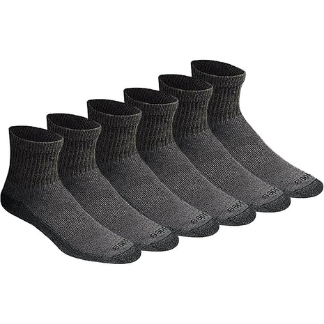 Dickies Men's Dri-Tech Moisture Control Quarter Socks (6, 12, 18 Pairs), Black (6 Pairs), Large