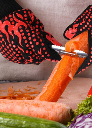 Comsmart BBQ Gloves, 1472 Degree F Heat Resistant Grilling Gloves Silicone Non-Slip Oven Gloves Long Kitchen Gloves for Barbecue, Cooking, Baking, Cutting