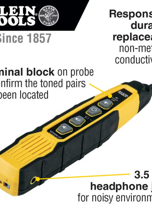 Klein Tools VDV500-820 Wire Tracer Tone Generator and Probe Kit Continuity Tester for Ethernet, Telephone, Speaker, Coax, Video, and Data Cables, RJ45, RJ11, RJ12