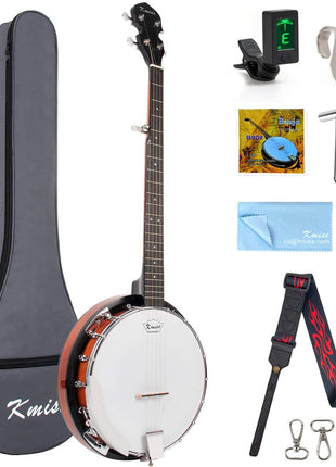 Kmise Banjo 5 String Banjos,Full Size 38 Inch Open or Closed Back | with Resonator, Bridge, Strings Pack, Finger Picks, Strap, Case, Tuner Accessories Set Gift Choice for Adults Beginner
