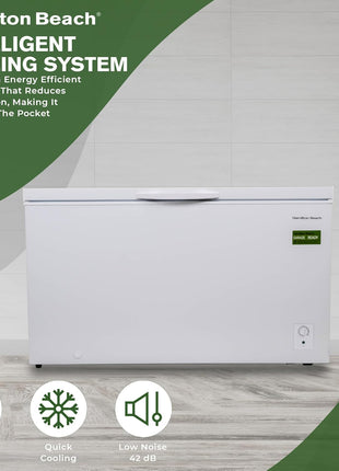 14 cu ft Chest Freezer - White, Large Storage for Families, Space-Saving Flat Back, Front Drain, Garage Ready - By Hamilton Beach
