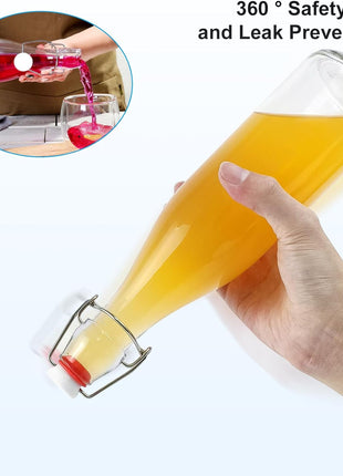 2 Pack Swing Top Glass Bottles 16oz, Flip Top Glass Bottle with Airtight Lid for Fermentation, Kombucha, Mead, Vanilla Extract, Coquito, Vinegar, Beer, Kefir, Wine, Soda, Juice, Oil for Home Brewing