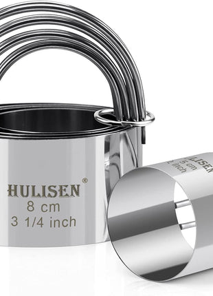 HULISEN Biscuit Cutter Set (5 Pieces/Set), Round Cookies Cutter with Handle, Professional Baking Dough Tools, Gift Package