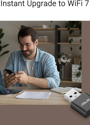 ASUS Tri-Band WiFi 7 Nano USB Adapter (USB-BE92 Nano), 6GHz Band, Support 4096-QAM, Plug and Play, Compatible with Windows® 10 & 11, TAA Compliant
