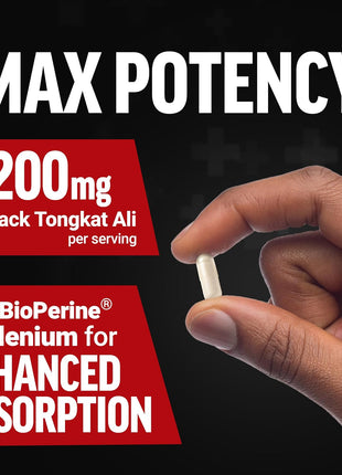 Force Factor Longjack Tongkat Ali Max, Male Stamina & Vitality Supplement | with Tongkat Ali Extract and Key Natural Ingredients for Superior Absorption, 1200mg, 60 Capsules