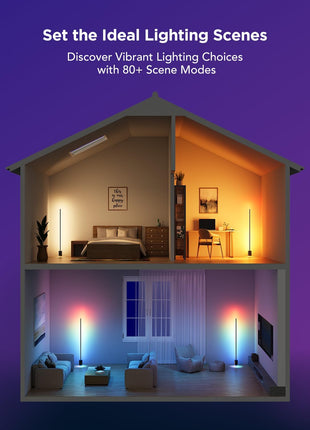 Govee Floor Lamp 2 with Matter, RGBIC, Warm Cool White LED, Alexa Compatible, 1725lm, Music Sync, Scene Modes, Smart Floor Lamp for Living Room, Bedroom, Black(1 Pack)