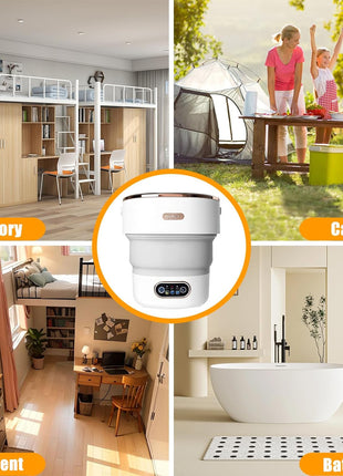 Portable Washing Machine,15L Collapsible Mini Washer with 3 Cleaning Modes Drain Basket Small Foldable Laundry Machine for Travel Camping Dorms RVs Apartments Baby Clothes Underwear Socks Delicates