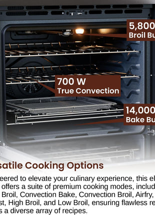 Rangaire RRG303GS 30" Glass Touch Gas Range Oven - Stainless Steel, Sealed Burners, True Convection, Self Cleaning, Easy Reach Racks