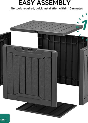 YITAHOME 31 Gallon Outdoor Storage Box, Resin Deck Box and Waterproof Package Delivery Box for Gardening Tools, Pool Supplies, Patio Furniture, Lockable, Black