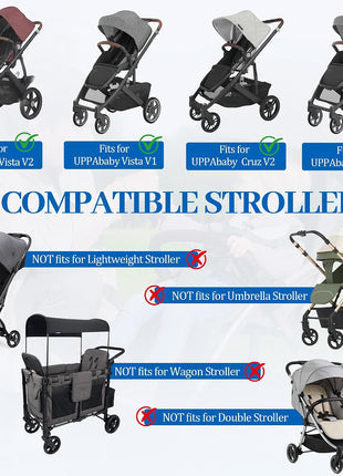 Stroller Bag Compatible with UPPAbaby VISTA/CRUZ V2 Rumbleseat and Bassinet | Stroller Travel Bag Heavy Duty Gate Check Stroller Bag with Delectable Shoulder Strap and Handle (Black)
