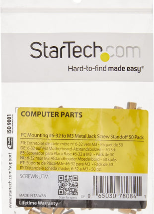 StarTech.com Metal Jackscrew Standoffs #6-32 - Jackscrew standoff - 0.2 in (pack of 50) , TAA (SCREWNUTM)