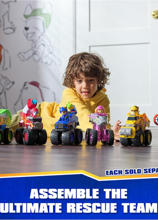 Paw Patrol Rescue Wheels Rubble's Transforming Bulldozer & Action Figure | Oversized Monster Truck Wheels, Spring-Loaded Plow Roller, Rubble Action Figure, Kids Toys for Boys & Girls Ages 3+