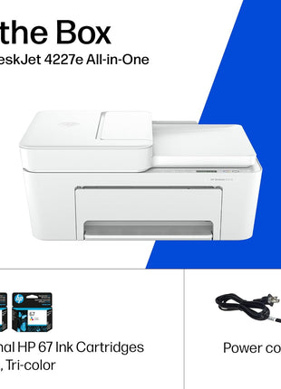 HP DeskJet 4227e Wireless All-in-One Color Inkjet Printer, Scanner, Copier, Best-for-Home, 3 Month Instant Ink Trial Included, AI-Enabled (6W7F0A)