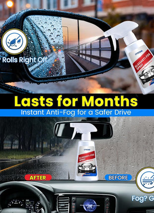 Water Repellent & Anti Fog Spray for Car Windscreen, Windows, Mirrors, Goggles, Helmets - Waterproof Defogger Spray for Automotive Glasses - Pack of 2