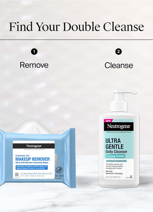 Neutrogena Makeup Remover Towelettes for Face with Micellar Water Daily Alcohol-Free Gently Removes Oil Dirt and Waterproof Makeup in a Simple Fully Plant-Based Cloth, 25 ct