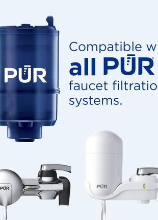 PUR PLUS Faucet Mount Replacement Filter 2-Pack, Genuine PUR Filter, 3-in-1 Powerful, Natural Mineral Filtration, Lead Removal, 6-Month Value, Blue (RF99992)