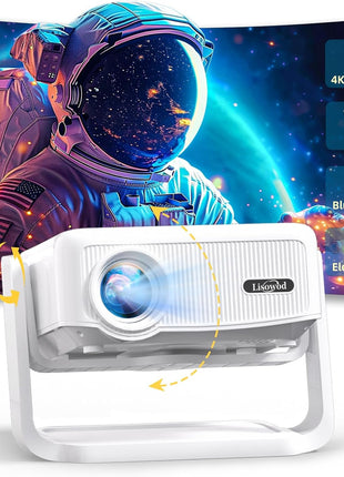 Projector with WiFi and Bluetooth,Mini-Projector: [550 ANSI & 360°Adjustable-Stand & Electric Focus & Auto Keystone], Lisowod L02 2025 Upgrade Portable 1080P Outdoor Movie Projector for Phone/TV Stick