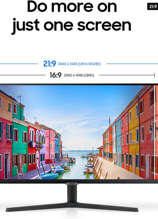 SAMSUNG 34 inch ViewFinity S50GC Series Ultra-WQHD Monitor, 100Hz, 5ms, HDR10, AMD FreeSync, Eye Care, Borderless Design, PIP, PBP, LS34C502GANXZA, 2023, Black
