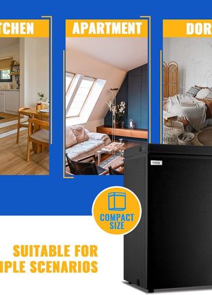 Chest Freezer WANAI 3.5 Cubic Small Deep Freezer with Top Open Door and Removable Storage Basket, 7 Gears Temperature Control, Ideal for Office Dorm or Apartment, Black