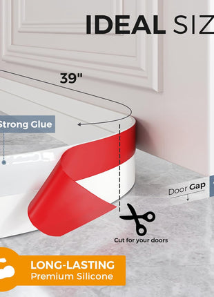 Grotheory 2 Pack Door Draft Stopper, Door Sweep, Weather Stripping Seal | Self-adhesive silicone under door draft stopper for windows and garages, blocks drafts, noise, light, dust and bugs