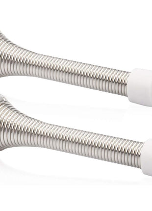 KOVOSCH 2 Pack Spring Door Stopper Brushed Satin Nickel- 3-1/4 inch Flexible Spring Door Stops with White Rubber Bumper Tips