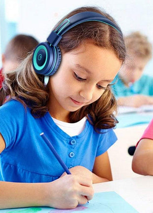 Kids Headphones - noot products K11 Foldable Stereo Tangle-Free 3.5mm Jack Wired Cord On-Ear Headset for Children/Teens/Boys/Girls/Smartphones/School/Kindle/Airplane Travel/Plane/Tablet (Navy/Teal)