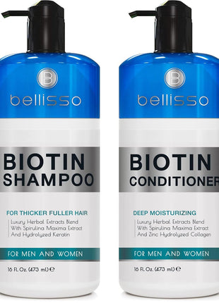 Biotin Shampoo and Conditioner Set - Sulfate and Paraben Free Treatment for Men and Women - Hair Thickening Volumizing Products to Help Boost Thinning Hair with Added Keratin
