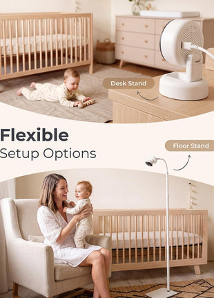 Momcozy Smart Baby Monitor, 2K HD Contact-Free Baby Camera, Table & Floor Stand, AI-Powered Notifications for Cry & Sound & Motion, Sleep Activity Log, 2-Way Audio, Night Vision, 2.4/5GHz WiFi, BM08