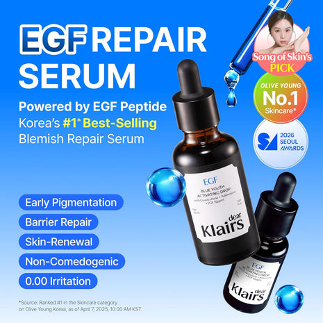 DearKlairs EGF Serum - Blue Youth Activating Drop, 1.69 Fl Oz