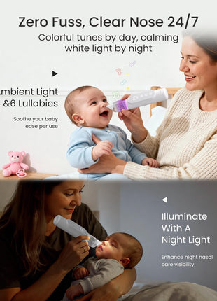 GROWNSY Nasal Aspirator for Baby, Upgraded 5 Suction Levels Baby Nose Sucker, IPX7 Waterproof Electric Nose Suction for Baby, Booger Sucker for Toddlers with Automatic Cleaning &Music &Light Functions